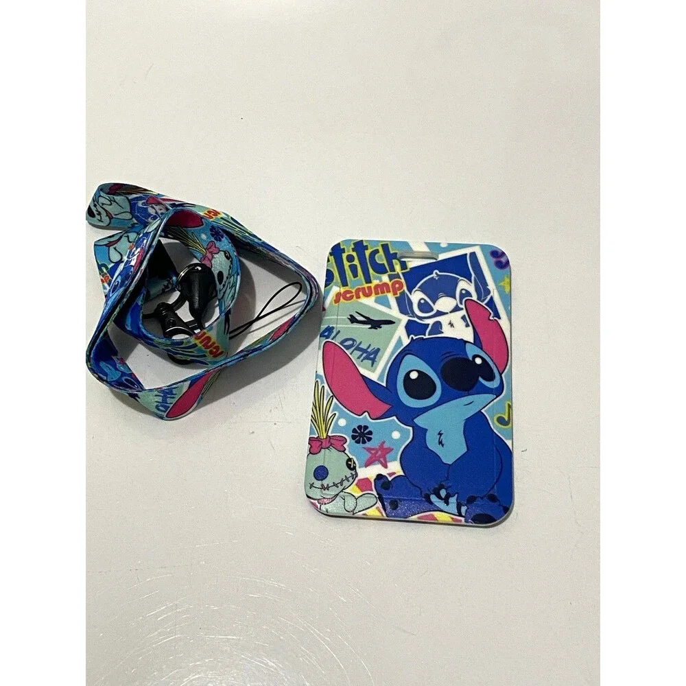 Disney Lilo & Stitch Stitch Lanyard Keychain with Clear ID Badge Holder